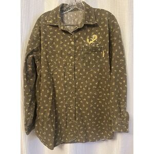 VTG 2001 Corduroy Looney Tunes Tweety Bird Autumn Embroidered Button Up Shirt XL